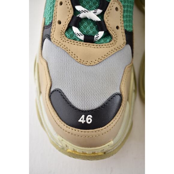 Balenciaga Triple S Sneakers Beige Green Yellow 2018 Reissue Flat Platform 46 13 - Picture 10 of 15